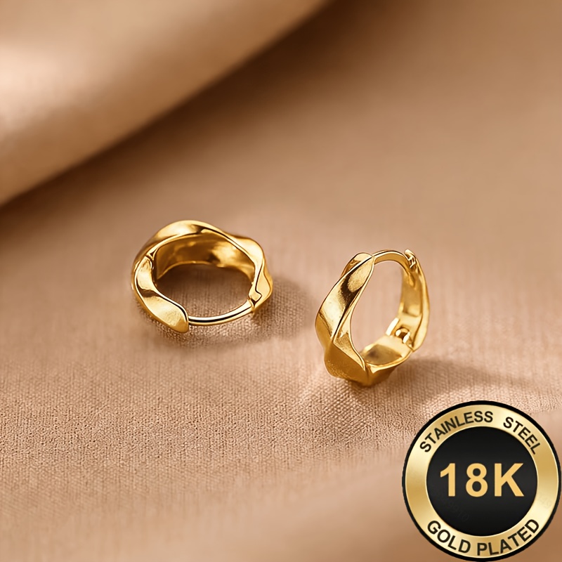Women's 18K Gold-Plated Twisted Hoop Earrings